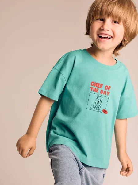 Reserved Tricou din cu imprimeu turcoaz