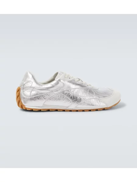 Sneakerși Bottega Veneta din piele argintiu