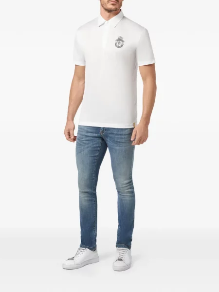 Tricou polo Billionaire cu broderie alb