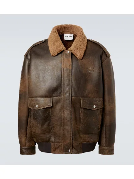 Geanta de piele Miu Miu maro