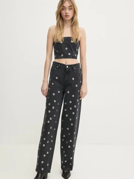 Джинсова блузка Rotate 0 з аплікацією сірий