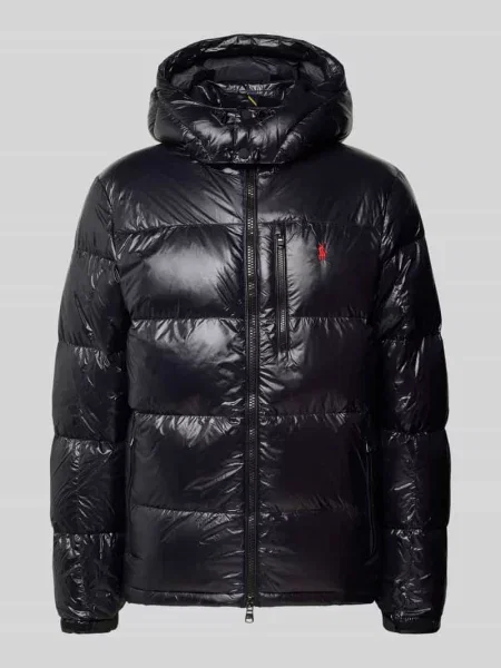 Kurtka bomber Polo Ralph Lauren z wysokim kołnierzem z logo pikowany niebieski
