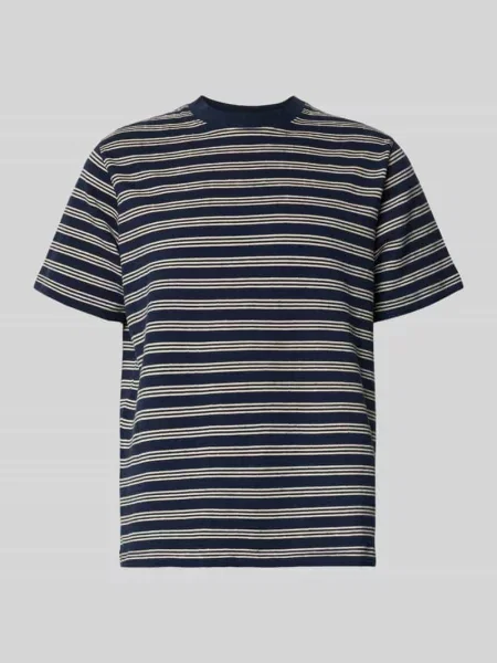 T-shirt w kroju regular fit z mieszanki bawełny model ELI' Selected Homme granatowa