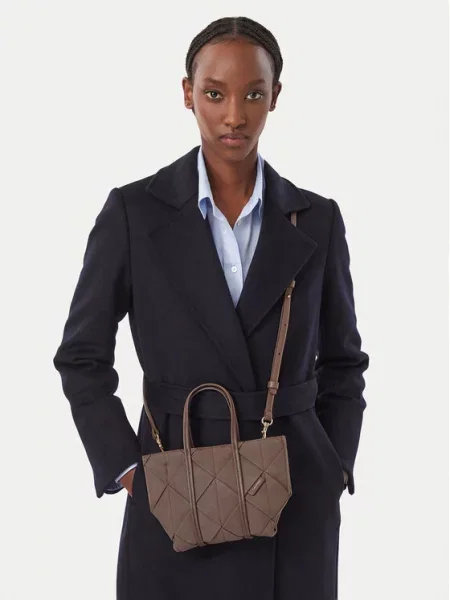 Torbica Calvin Klein Woven Sueded Mini Tote Crossbody smeđa
