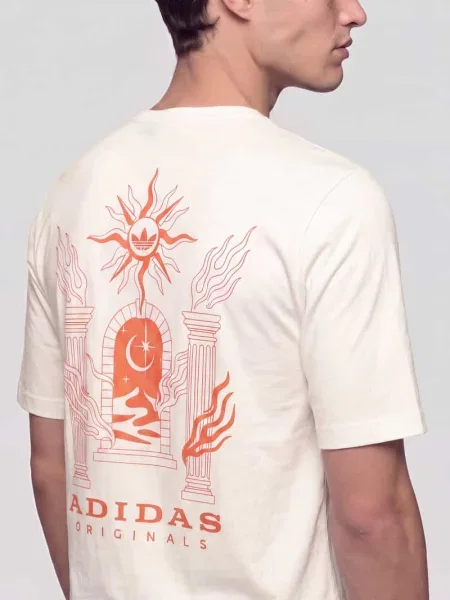 T-shirt z lnu z nadrukiem z tyłu Adidas Originals biała
