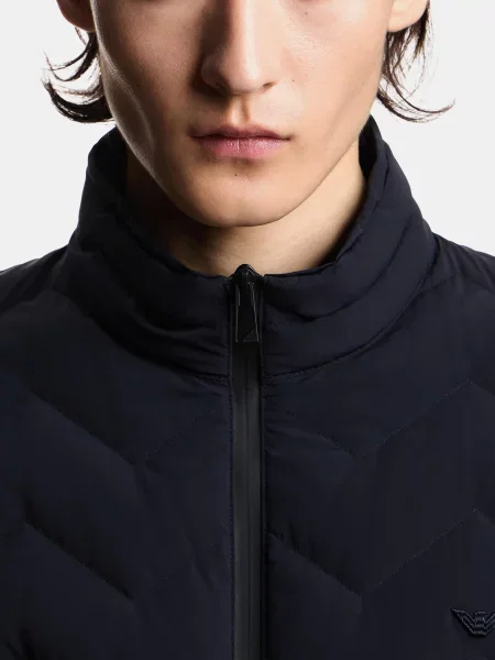 Пуховик Emporio Armani темно-синій поліамід/еластан синій