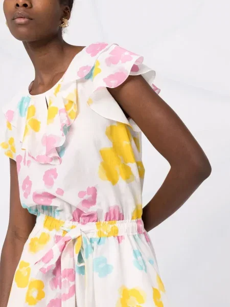Gėlėtas raštuotas kombinezonas Boutique Moschino balta