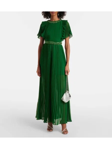 Rochie Self-portrait cu volane verde