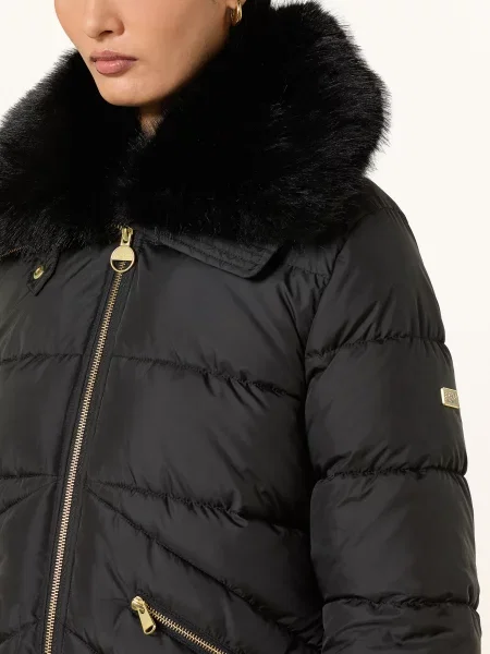 Barbour International Prošívaná Bunda Cyrus S Umělou Kožešinou černá