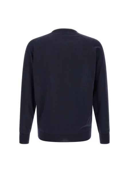 Sweter John Smedley wełniany z okrągłym dekoltem niebieski