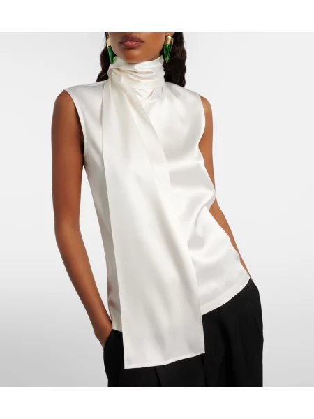 Top Bottega Veneta din satin alb