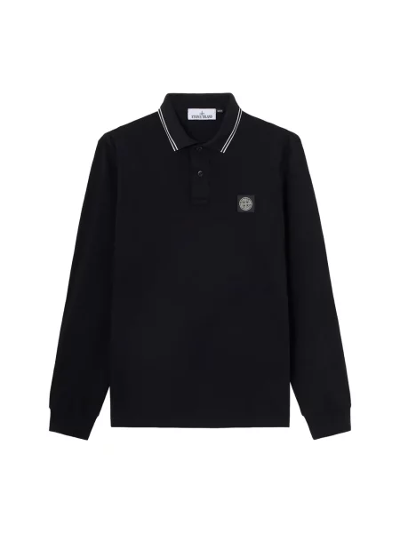 Długa koszulka polo Stone Island z długim rękawem z kamieniami niebieska