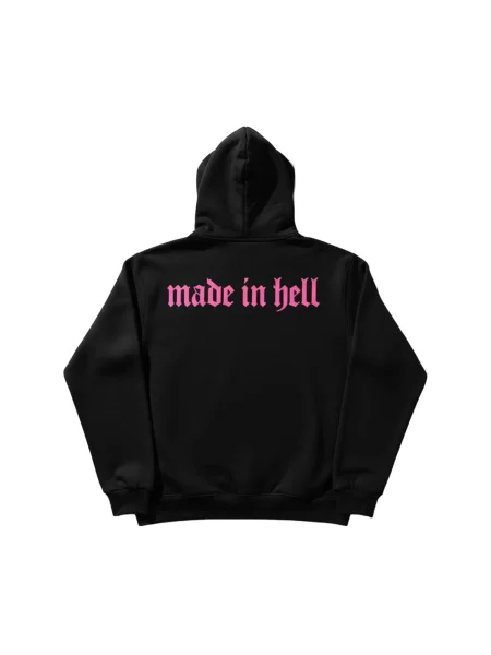 Kleidermafia Mikina Oversize Made in Hell Hoodie Black and Lila' čierna