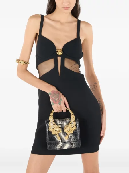 Mini kabelka Roberto Cavalli s tygřím vzorem černá