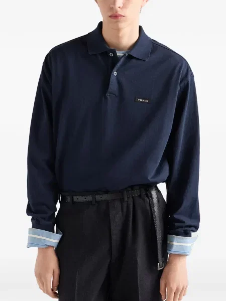 Lung tricou polo Prada albastru