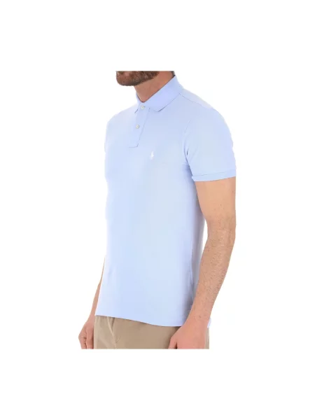 Koszulka polo o kroju slim fit z czystej bawełny Polo Ralph Lauren niebieska