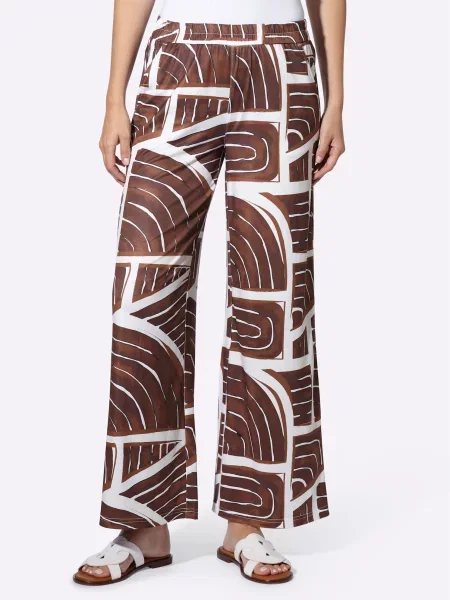Heine Pantaloni ciocolatiu alb