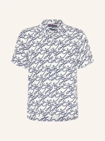 Tommy Hilfiger Letní Košile Regular Fit Z Lnu / tmavě modrá bílá
