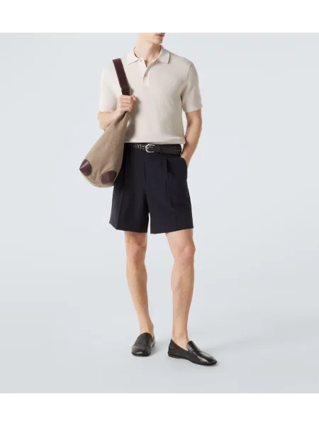 Tricou polo Sunspel tricotate bej
