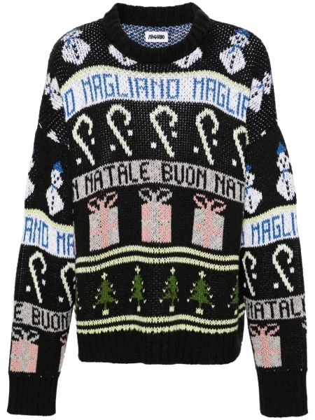 Pulover Magliano cu decolteu rotund din jacard negru