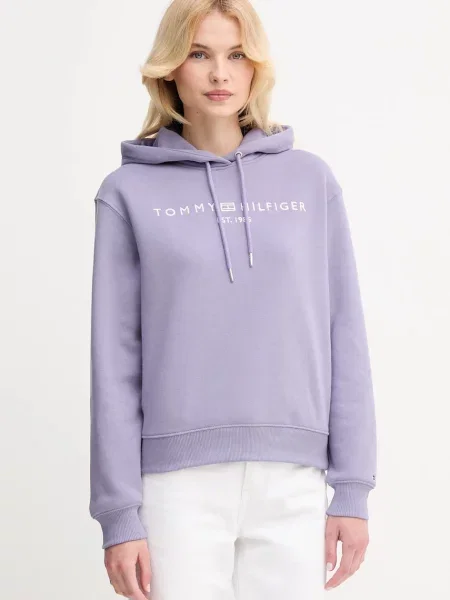 Tommy Hilfiger bluza z kapturem z aplikacją fioletowy