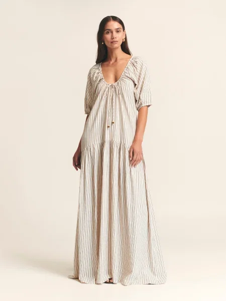 St MRLO Rochie Florence bej / negru alb