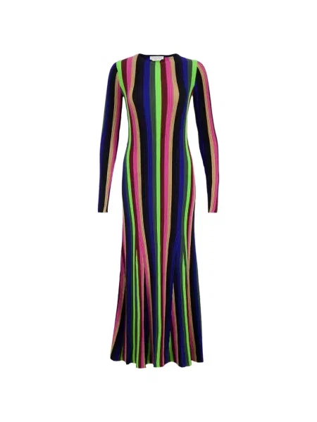 Rochie maxi Gabriela Hearst cu dungi lungă de costum negru