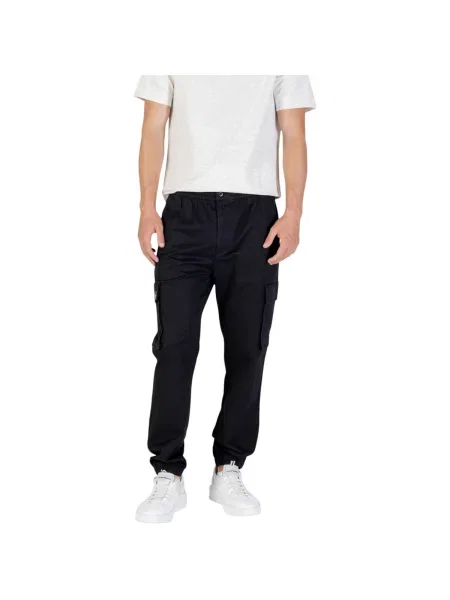 Pantaloni Calvin Klein Jeans din țesătură twill negru