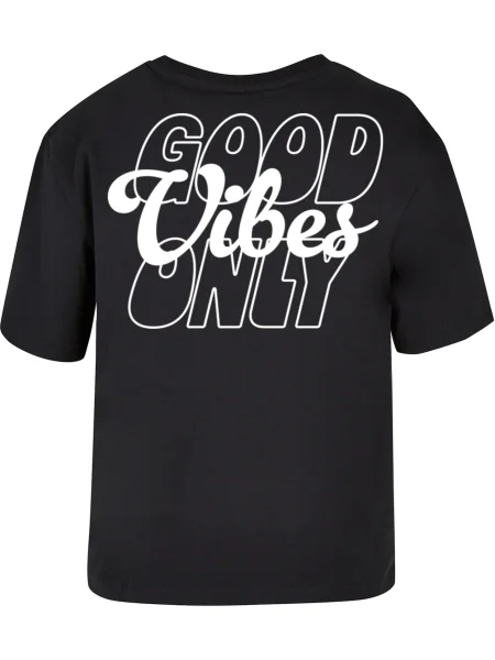 Miss Tee Tricou Good Vibes negru alb