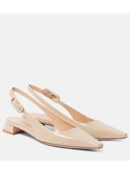 Balerini Gianvito Rossi din piele de lac slingback maro
