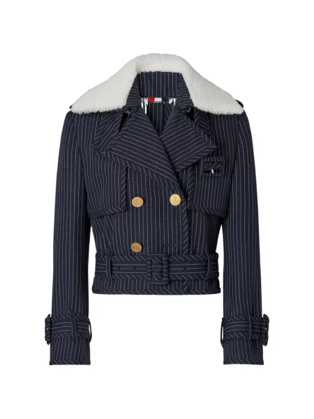 Decupat trenci Thom Browne de lână albastru