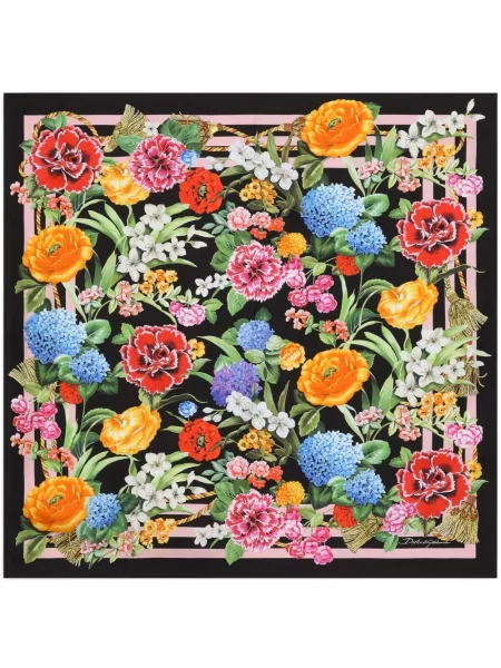 Fular Dolce & Gabbana cu model floral cu imagine negru