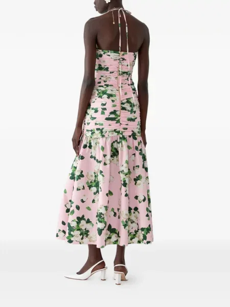 Rochie midi Carolina Herrera cu imagine roz