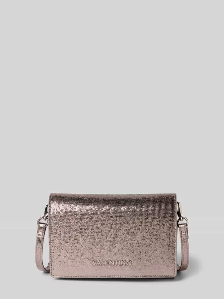 Torebka błyszcząca z aplikacją z logo model ‘EMBER’ Valentino Bags srebrna