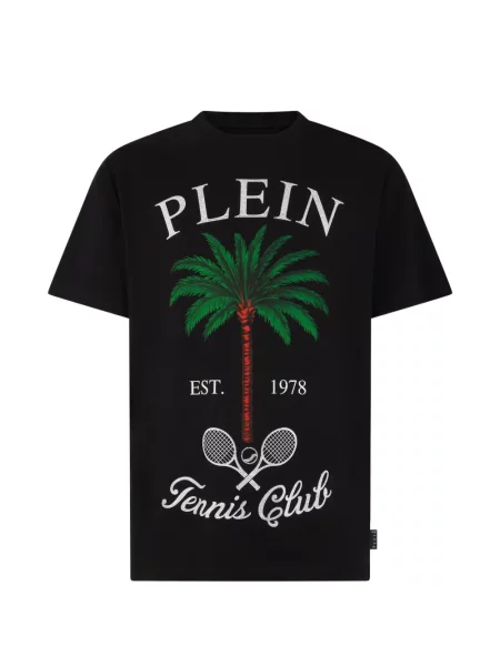 Tricou Philipp Plein cu decolteu rotund tenis negru