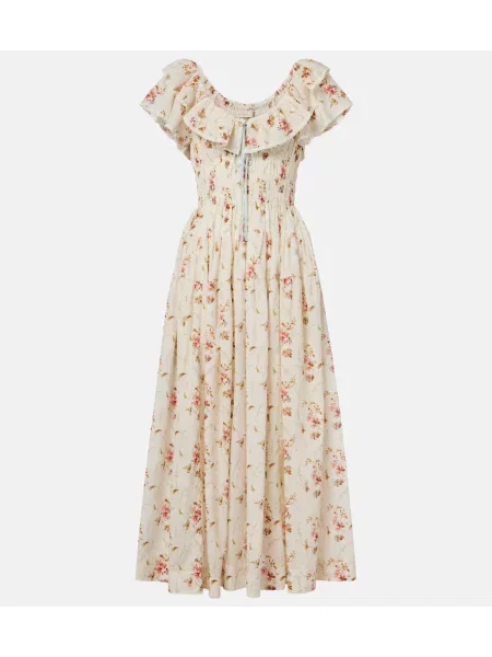 Rochie midi Dôen cu model floral alb