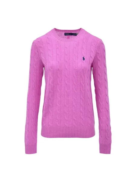 Długi sweter Polo Ralph Lauren wełniany z długim rękawem różowy