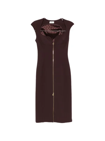 Rochie midi Elisabetta Franchi până la genunchi de costum maro