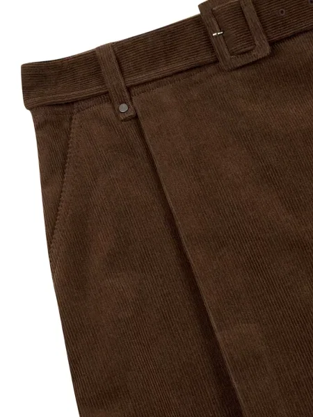 Fustă Studio Tomboy de catifea cord maro