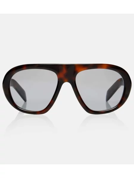 Ochelari de soare aviator Prada cu autograf maro