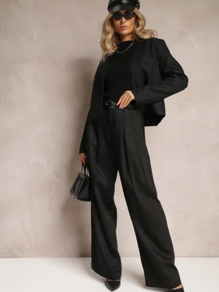 Pantaloni largi cu talie înaltă și Keanne negri