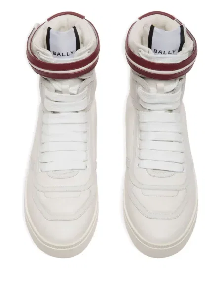 Sneakerși Bally din piele cu bretele alb