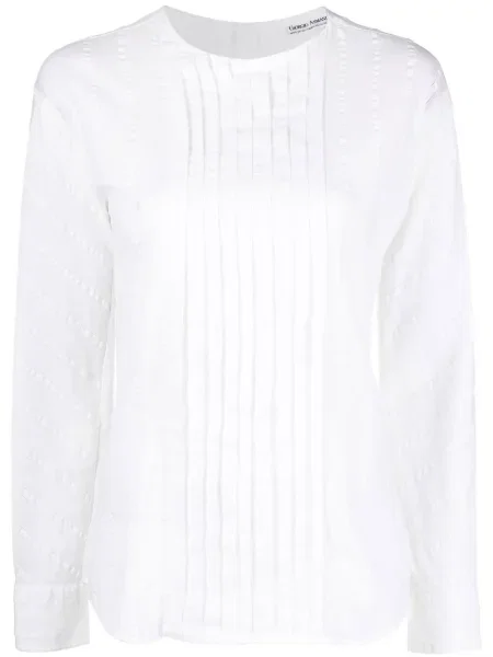 Plisovaná košile Giorgio Armani Pre-owned bílá