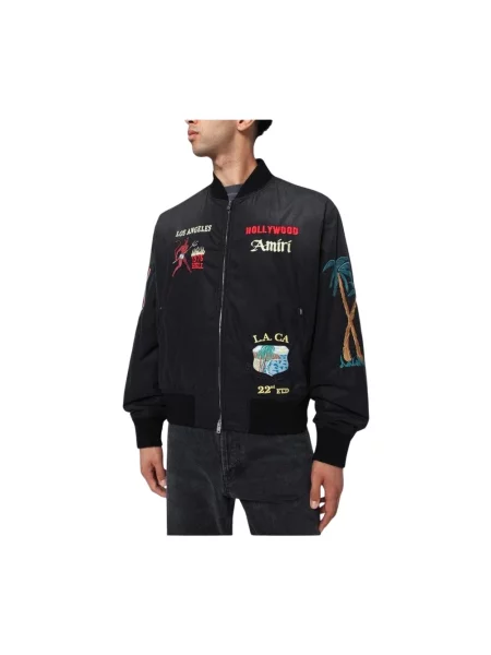 Haftowany kurtka bomber Amiri czarny
