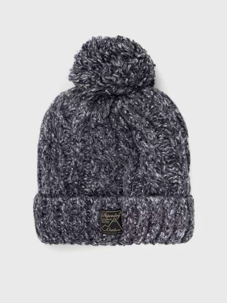 Superdry Căciulă din amestec de lână marin din tricot gros albastru