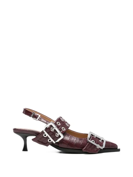 Pantofi cu toc Ganni cu cataramă maro