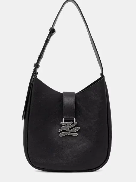 Karl Lagerfeld torebka skórzana K/AUTOGRAPH czarna