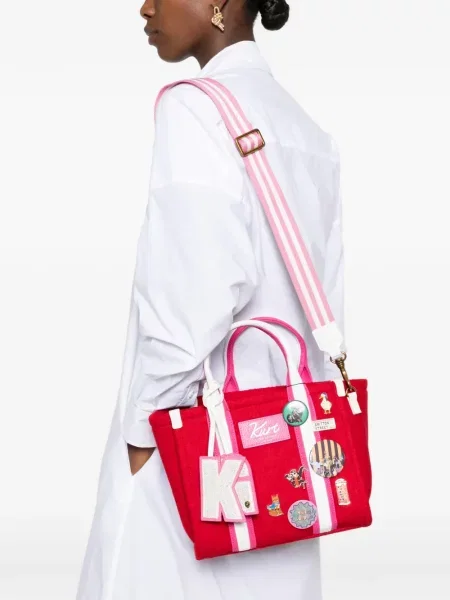 Шопинг чанта Kurt Geiger London на райета червено