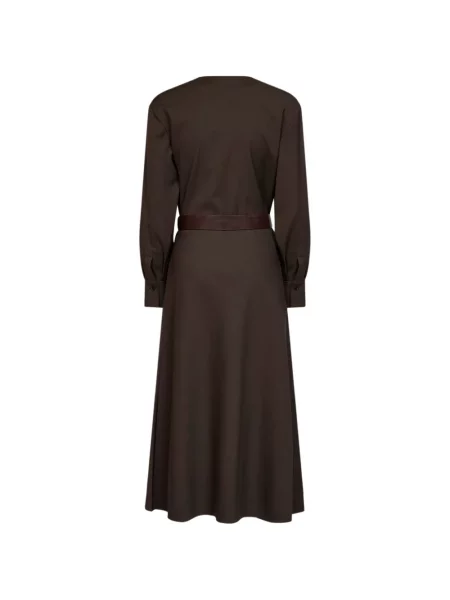 Cu centură rochie midi Brunello Cucinelli maro