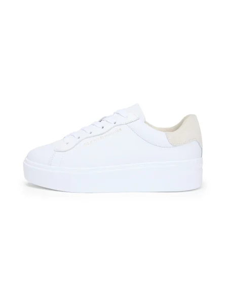 Sneakerși Tommy Hilfiger din piele cu platformă alb